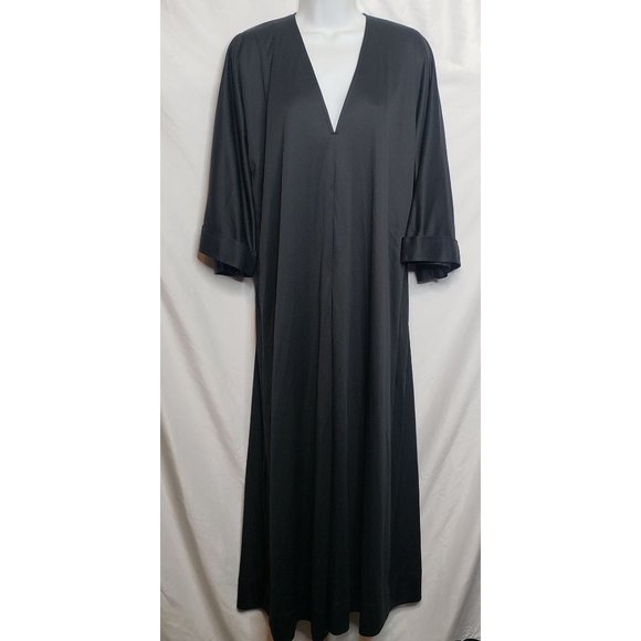 Vintage Halston IV Dorian 70s 80s Caftan Dress One Size Union Made Black Polyest - Picture 1 of 12